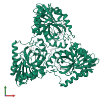 Purine nucleoside phosphorylase in PDB entry 7zsq, assembly 1, front view.