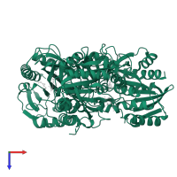 Purine nucleoside phosphorylase in PDB entry 7zsq, assembly 1, top view.