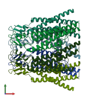 PDB entry 7zxq coloured by chain, front view.