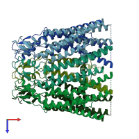 PDB entry 7zxq coloured by chain, top view.