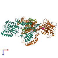 PDB entry 7zyg coloured by chain, top view.