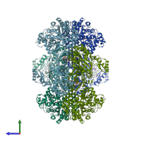 PDB entry 7zyy coloured by chain, side view.