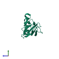 PDB entry 8a06 coloured by chain, side view.