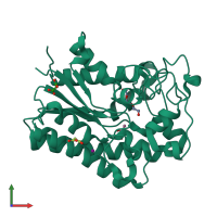 PDB entry 8a25 coloured by chain, front view.