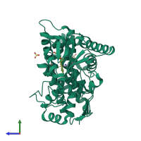 PDB entry 8a91 coloured by chain, side view.