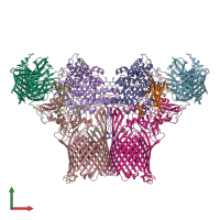 PDB entry 8aa0 coloured by chain, front view.