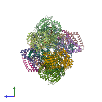 PDB entry 8abi coloured by chain, side view.