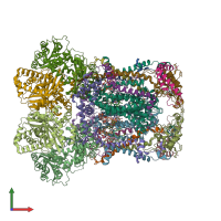 PDB entry 8abl coloured by chain, front view.