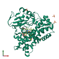 PDB entry 8abr coloured by chain, front view.