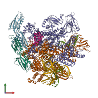 PDB entry 8ac0 coloured by chain, front view.