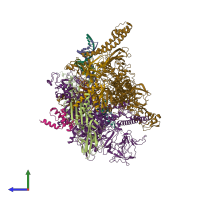 PDB entry 8ad1 coloured by chain, side view.