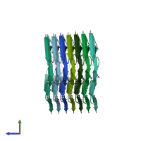 PDB entry 8ade coloured by chain, side view.