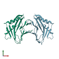 PDB entry 8ag3 coloured by chain, front view.