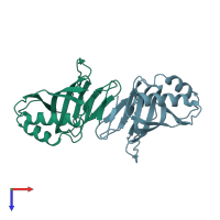 PDB entry 8ag3 coloured by chain, top view.
