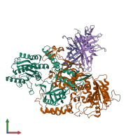 PDB entry 8ag4 coloured by chain, front view.