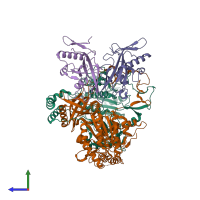 PDB entry 8ag4 coloured by chain, side view.