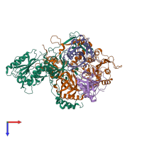 PDB entry 8ag4 coloured by chain, top view.
