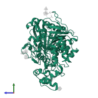 Cholinesterase in PDB entry 8ai7, assembly 1, side view.