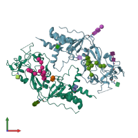 PDB entry 8aic coloured by chain, front view.