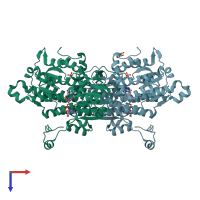 PDB entry 8aju coloured by chain, top view.