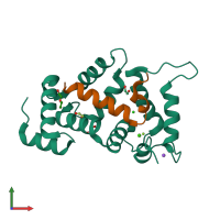 PDB entry 8alh coloured by chain, front view.