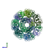 PDB entry 8aly coloured by chain, side view.