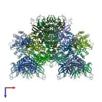 PDB entry 8aly coloured by chain, top view.