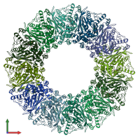 PDB entry 8aov coloured by chain, front view.