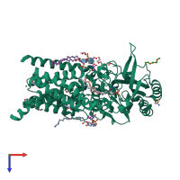 PDB entry 8aq4 coloured by chain, top view.