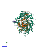 PDB entry 8aqv coloured by chain, side view.