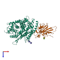 PDB entry 8aqv coloured by chain, top view.