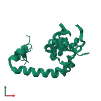 PDB entry 8ar1 coloured by chain, ensemble of 10 models, front view.