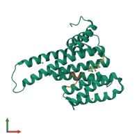 PDB entry 8as1 coloured by chain, front view.
