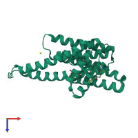 PDB entry 8as1 coloured by chain, top view.