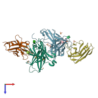 PDB entry 8av2 coloured by chain, top view.