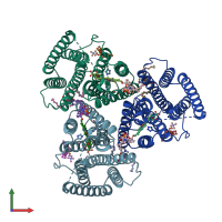 PDB entry 8aw5 coloured by chain, front view.