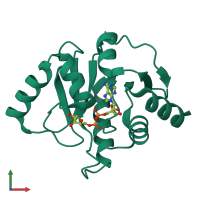 PDB entry 8azn coloured by chain, front view.