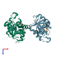PDB entry 8azp coloured by chain, top view.