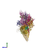 PDB entry 8b0h coloured by chain, side view.