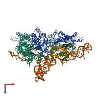 PDB entry 8b0i coloured by chain, top view.