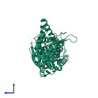 PDB entry 8b0k coloured by chain, side view.