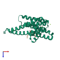 PDB entry 8b2i coloured by chain, top view.