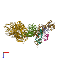 PDB entry 8b3i coloured by chain, top view.