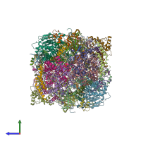 PDB entry 8b6j coloured by chain, side view.