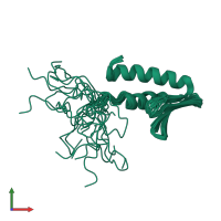 PDB entry 8b7t coloured by chain, ensemble of 20 models, front view.
