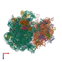 PDB entry 8b7y coloured by chain, top view.