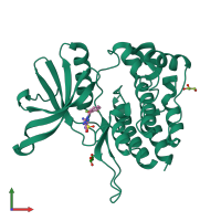 PDB entry 8b99 coloured by chain, front view.