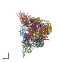 PDB entry 8b9c coloured by chain, side view.