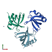 PDB entry 8bbz coloured by chain, front view.