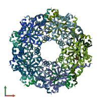 PDB entry 8bc3 coloured by chain, front view.